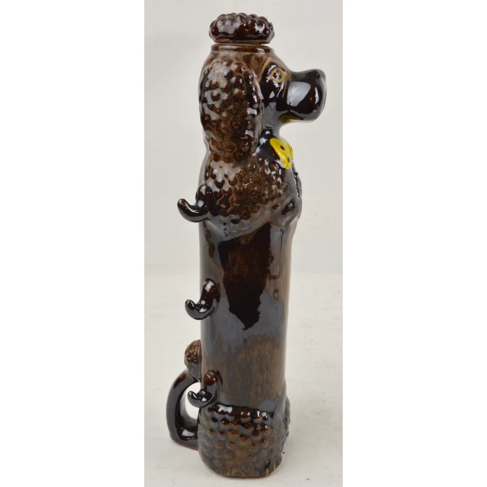 Vintage Pacific Japan Ceramic Poodle Liquor Decanter Hand Painted Cork Stopper